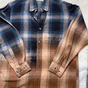 Recycled flannel shirt hand bleached